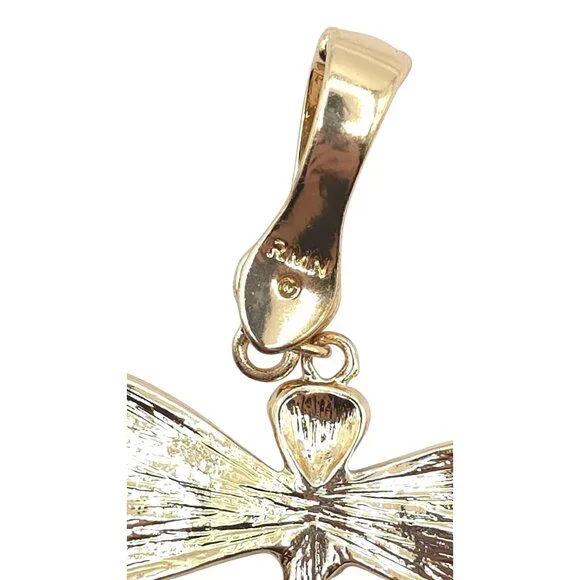 Dragonfly RMN Pendant Charm With Green & Pink Crystals Gold-Tone Finish - Picture 4 of 6